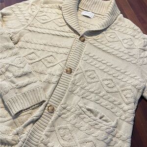 Lucky Brand Men's Cream Cable Knit Button-down Cardigan